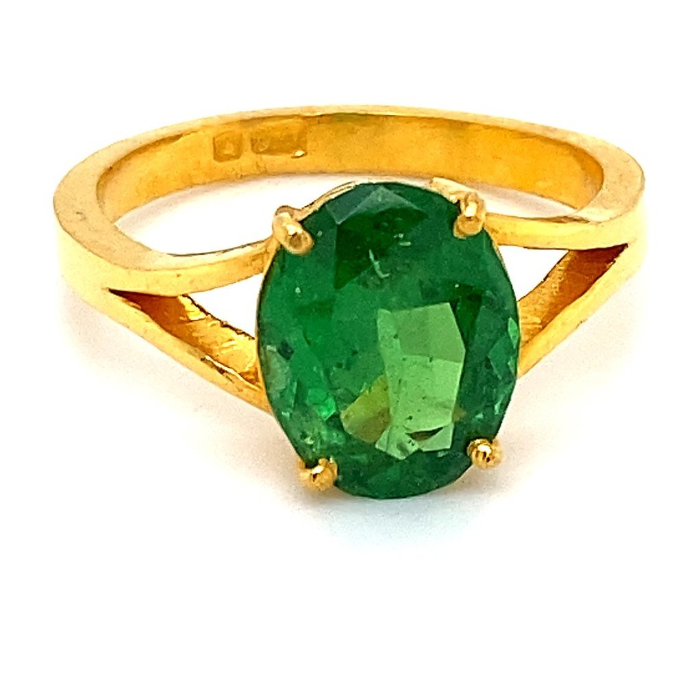 Tsavorite 3.31ct Solid 22K Yellow Gold Ring